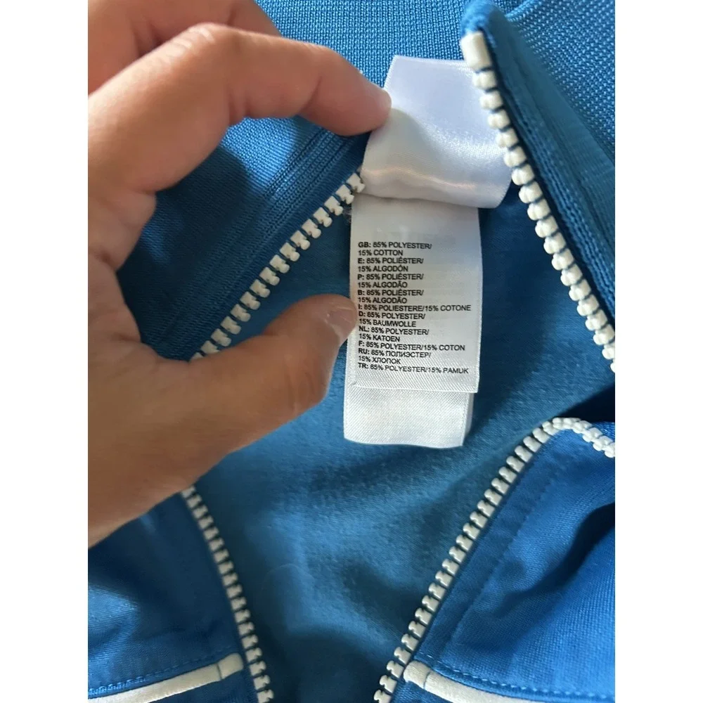 The North Face Men Large Blue Full Zip Track Stripe Athletic Outdoor gym jacket